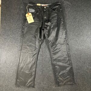 Old Skool Jeans Womens 36 Black Shiny Coated Denim Y2K Grunge Goth Streetwear